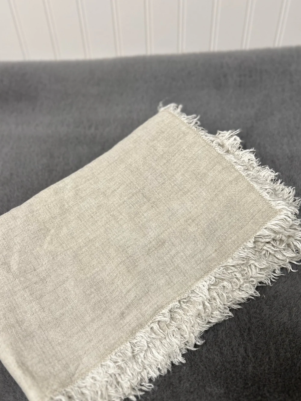 Pottery Barn Frayed linen table throw
